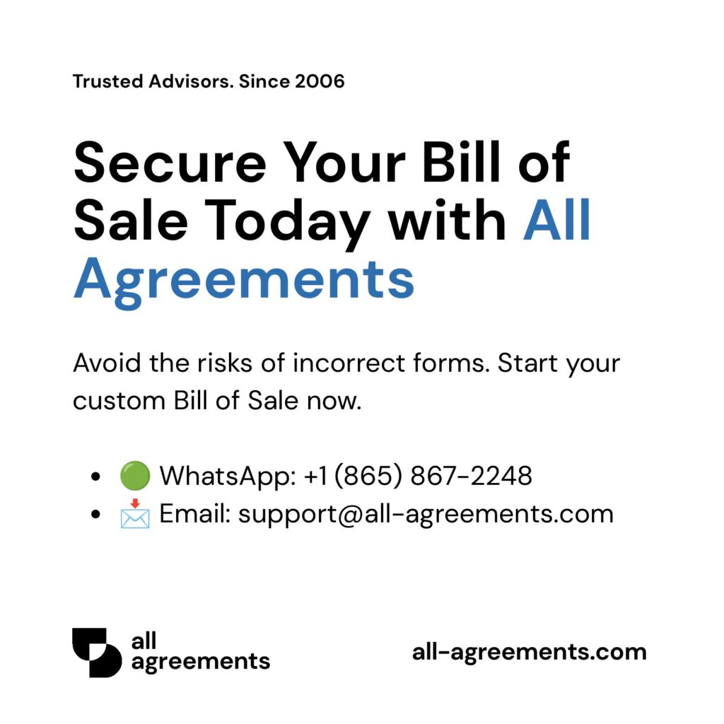 Alt Text: Custom Bill of Sale Preparation Service – Page 10: Order call to action button with all agreements logo.
