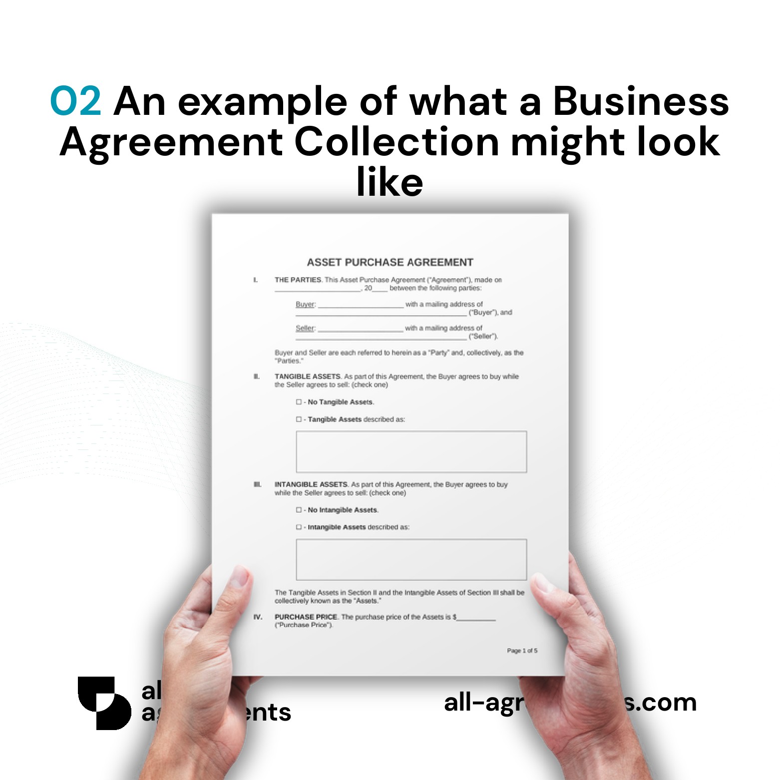 Alt Text: Custom Business Agreement Collection Service – Page 3: Diagram of legal pillars including IP & Trade Secret Isolation, Corporate Governance & Equity, Commercial & M&A Mechanics, and HR & Labor Compliance.