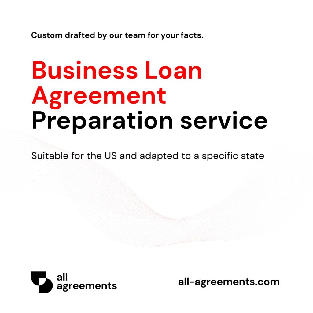 Alt Text: Custom Business Loan Agreement Preparation Service – Page 1: Product cover showing hand-prepared commercial financing contract and legal loan document mockup.