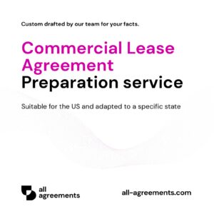 Alt Text: Custom Commercial Lease Agreement Preparation Service – Page 1: Product cover showing hand-prepared real estate lease contract and legal property document mockup.