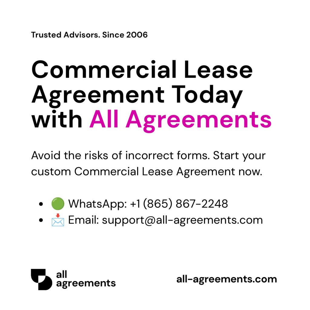 Alt Text: Custom Commercial Lease Agreement Preparation Service – Page 10: Order call to action button with all agreements logo.