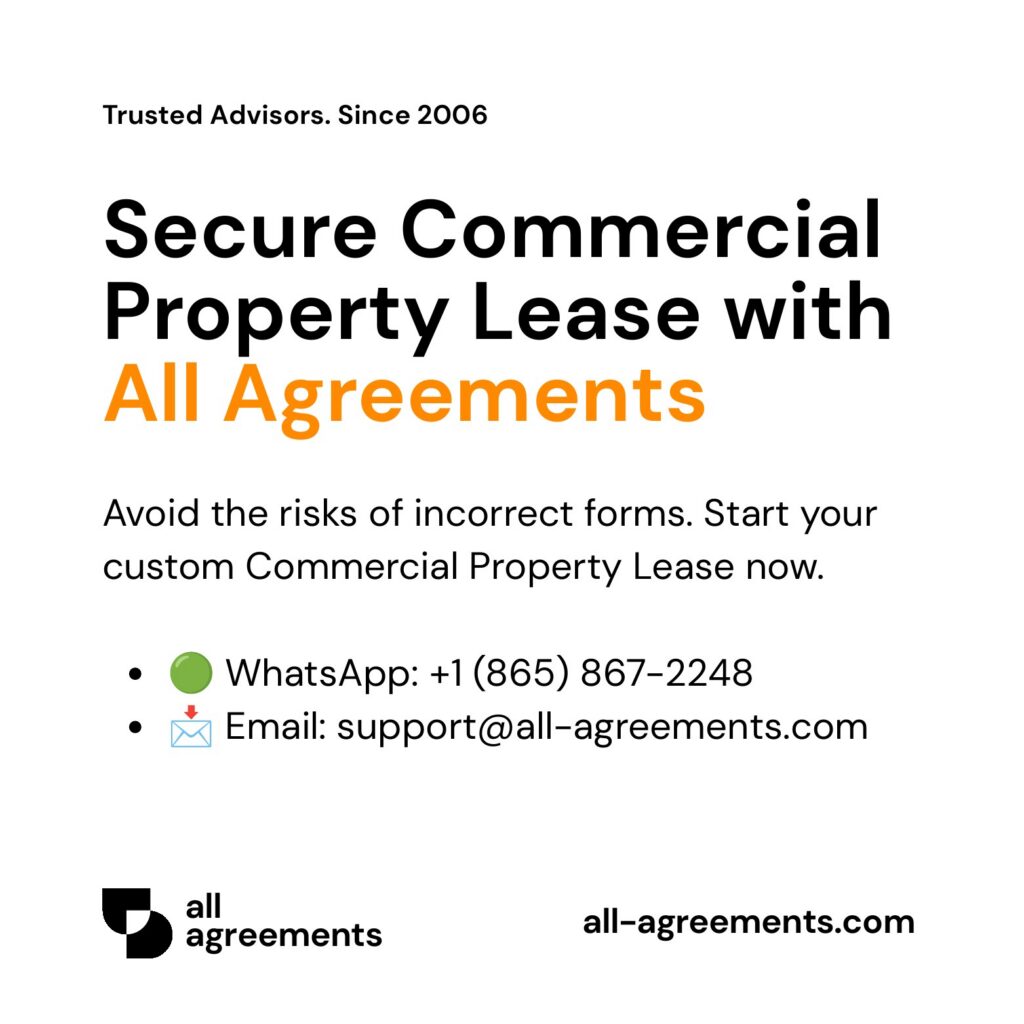 Alt Text: Custom Commercial Property Lease Preparation Service – Page 10: Order call to action button with all agreements logo.