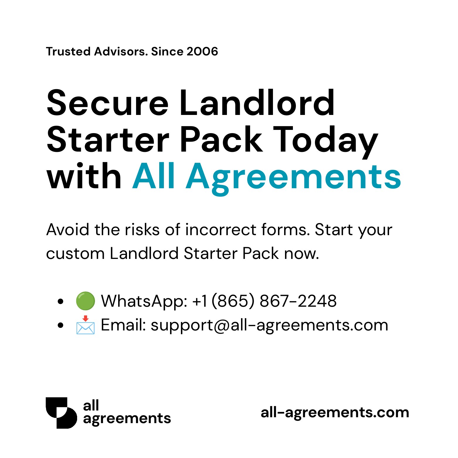 Alt Text: Custom Landlord Starter Pack Service – Page 10: Order call to action button with all agreements logo.