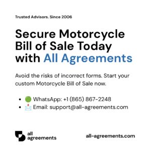 Alt Text: Custom Motorcycle Bill of Sale Preparation Service – Page 10: Order call to action button with all agreements logo.