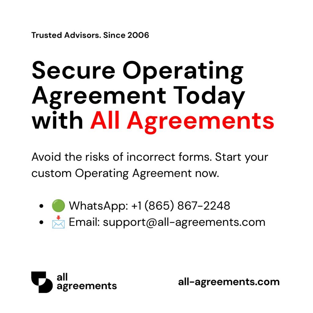 Alt Text: Custom Operating Agreement Preparation Service – Page 10: Order call to action button with all agreements logo.