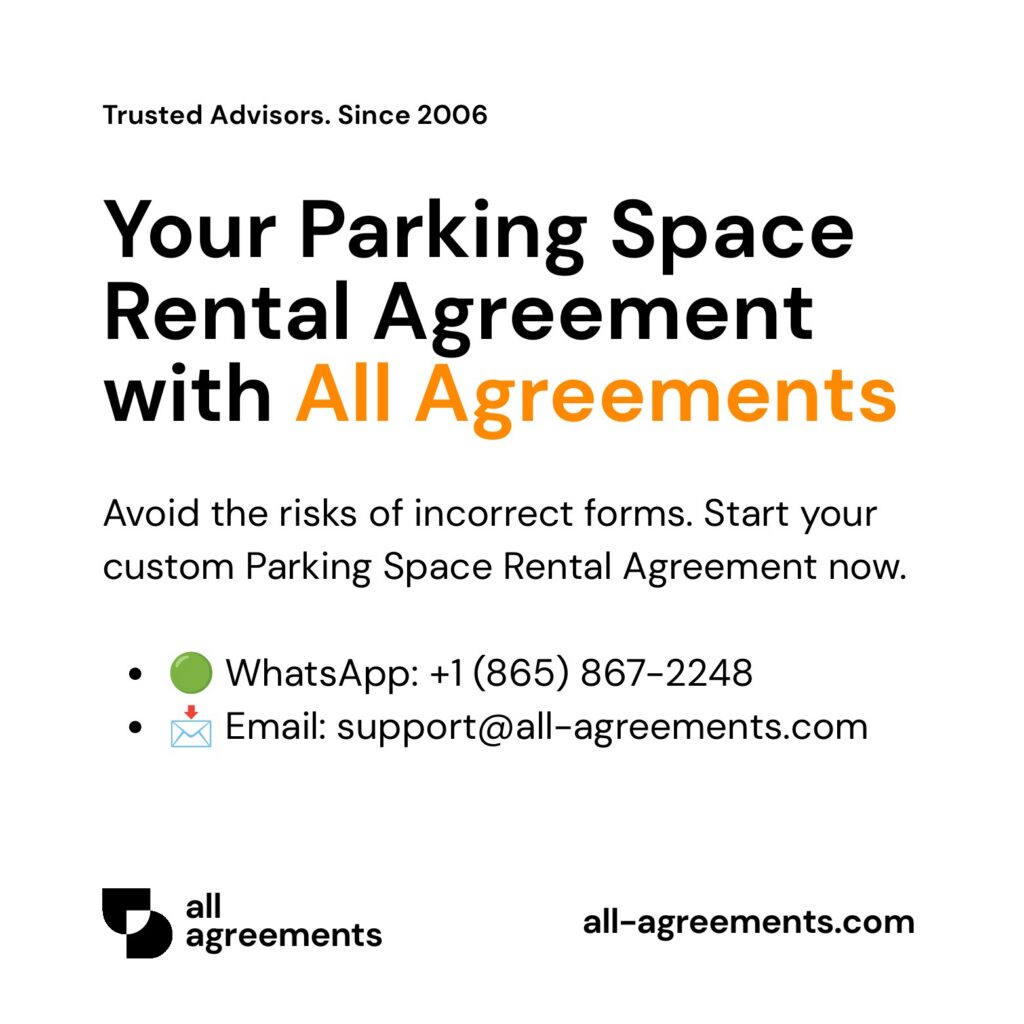 Alt Text: Custom Parking Space Rental Agreement Preparation Service – Page 10: Order call to action button with all agreements logo.