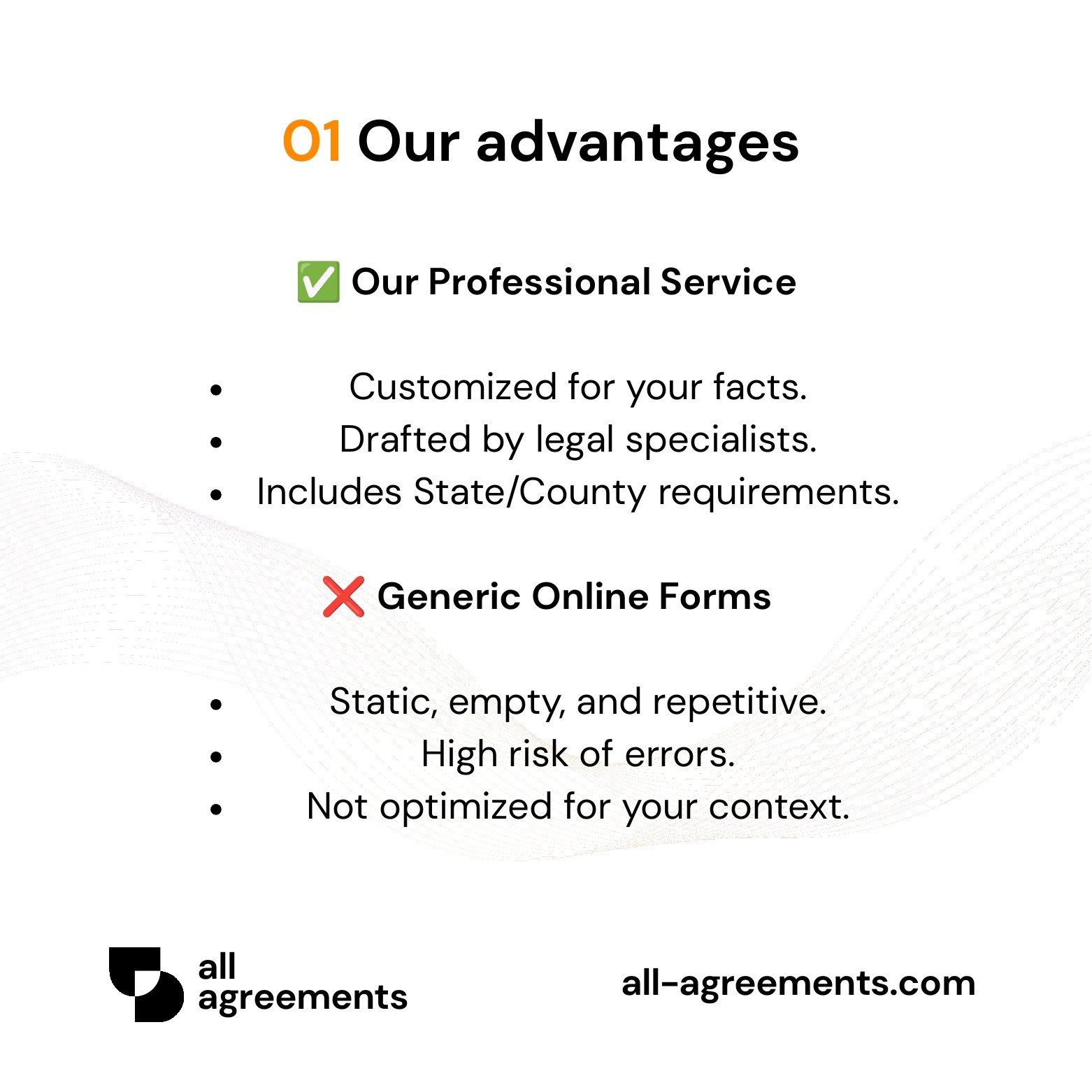 Alt Text: Custom Parking Space Rental Agreement Preparation Service – Page 2: Comparison table of tailored drafting versus generic internet parking agreements.