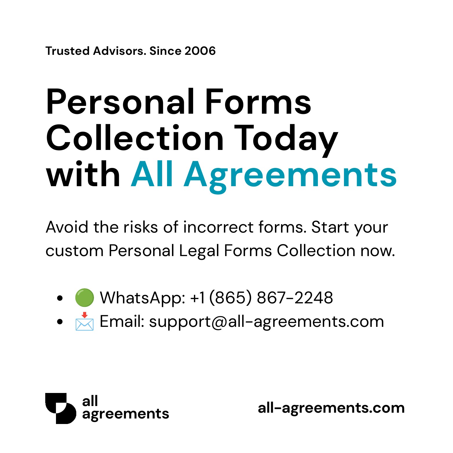 Alt Text: Custom Personal Legal Forms Collection Service – Page 10: Order call to action button with all agreements logo.