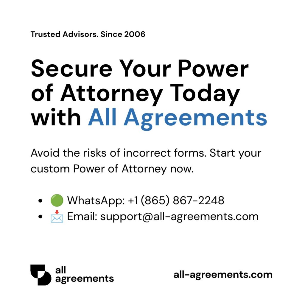 Alt Text: Custom Power of Attorney Preparation Service – Page 10: Order call to action button with all agreements logo.