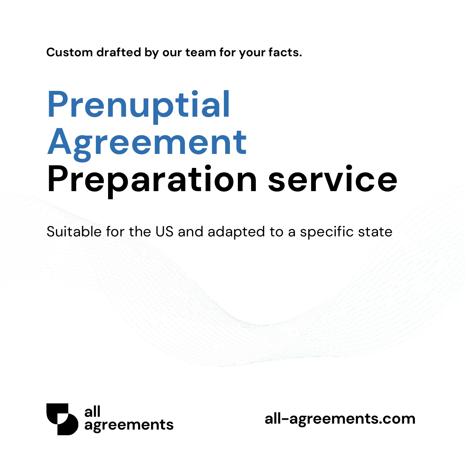 Alt Text: Custom Prenuptial Agreement Preparation Service – Page 1: Product cover showing hand-prepared pre-marital contract document mockup.