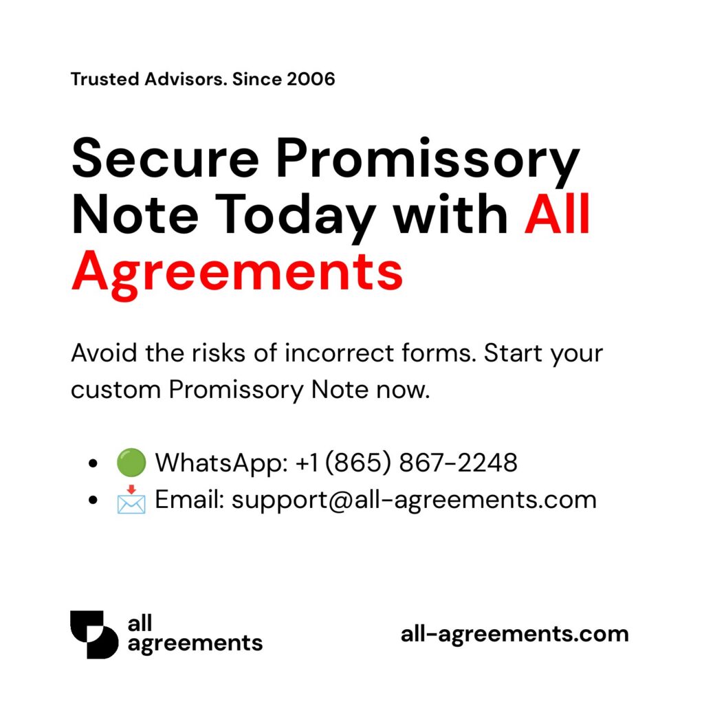 Alt Text: Custom Promissory Note Preparation Service – Page 10: Order call to action button with all agreements logo.