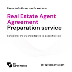 Alt Text: Custom Real Estate Agent Agreement Preparation Service – Page 1: Product cover showing hand-prepared broker-agent agreement and legal real estate representation document mockup.