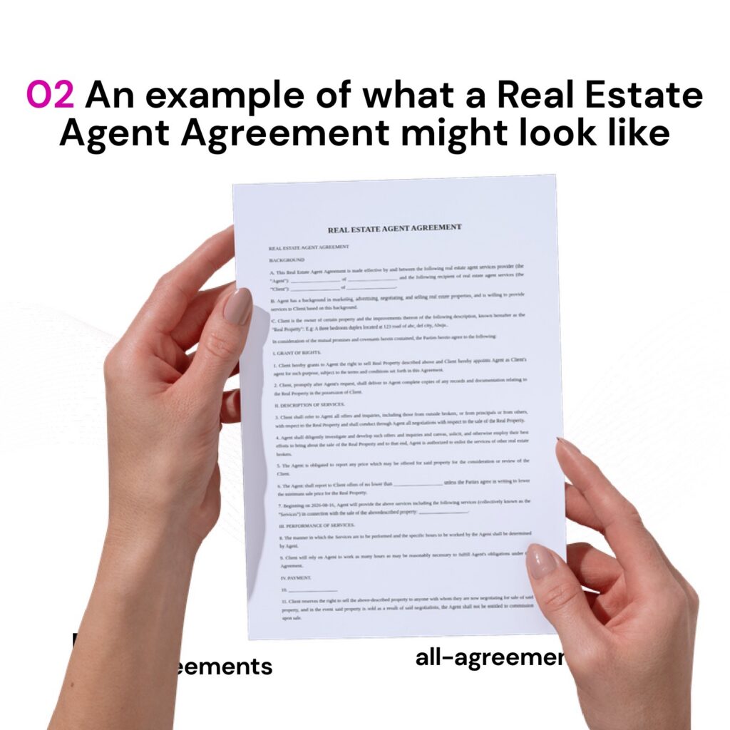 Alt Text: Custom Real Estate Agent Agreement Preparation Service – Page 3: Diagram of legal pillars including Scope of Agency & Duties, Commission Splits & Desk Fees, Independent Contractor Status, and Licensing & Fair Housing Compliance.