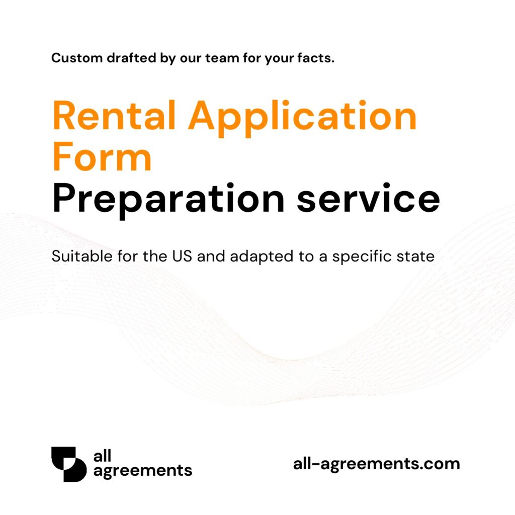 Alt Text: Custom Rental Application Form Preparation Service – Page 1: Product cover showing hand-prepared prospective tenant screening form and background authorization document mockup.