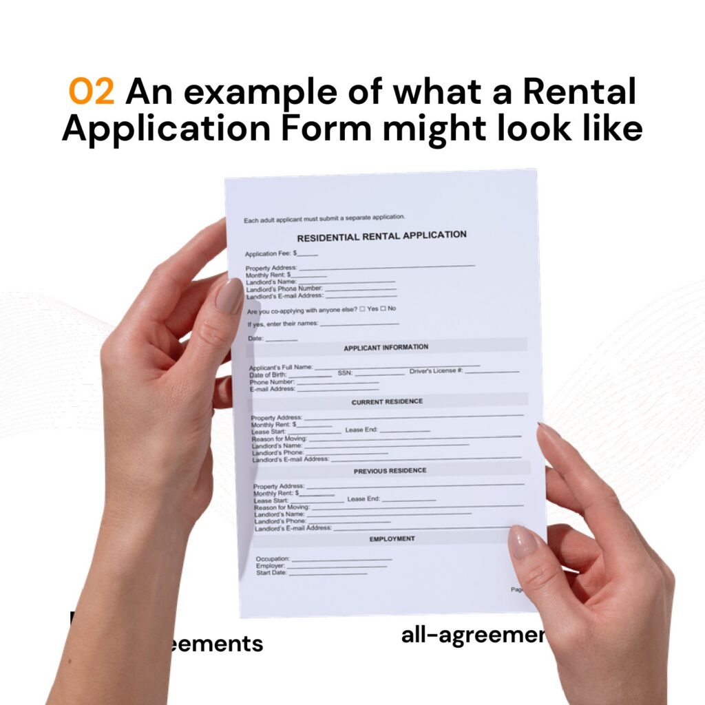 Alt Text: Custom Rental Application Form Preparation Service – Page 3: Diagram of legal pillars including Applicant Info, Employment History, Verification Authorization, and Fair Housing Compliance.
