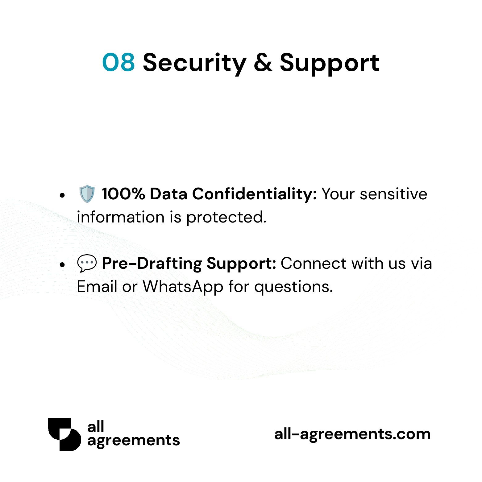 Alt Text: Custom Rental Property Bundle Service – Page 9: Data privacy protection shield and pre-order customer support.