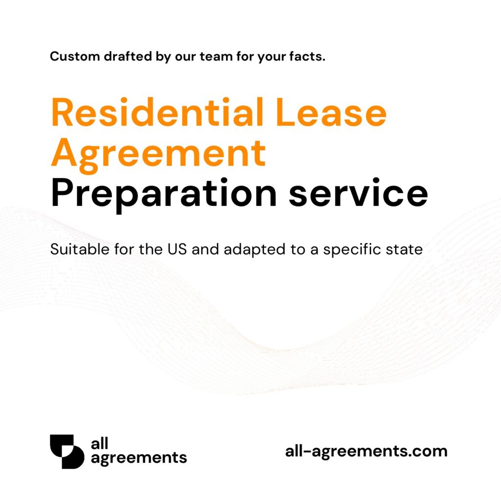 Alt Text: Custom Residential Lease Agreement Preparation Service – Page 1: Product cover showing hand-prepared residential lease and tenancy agreement document mockup.