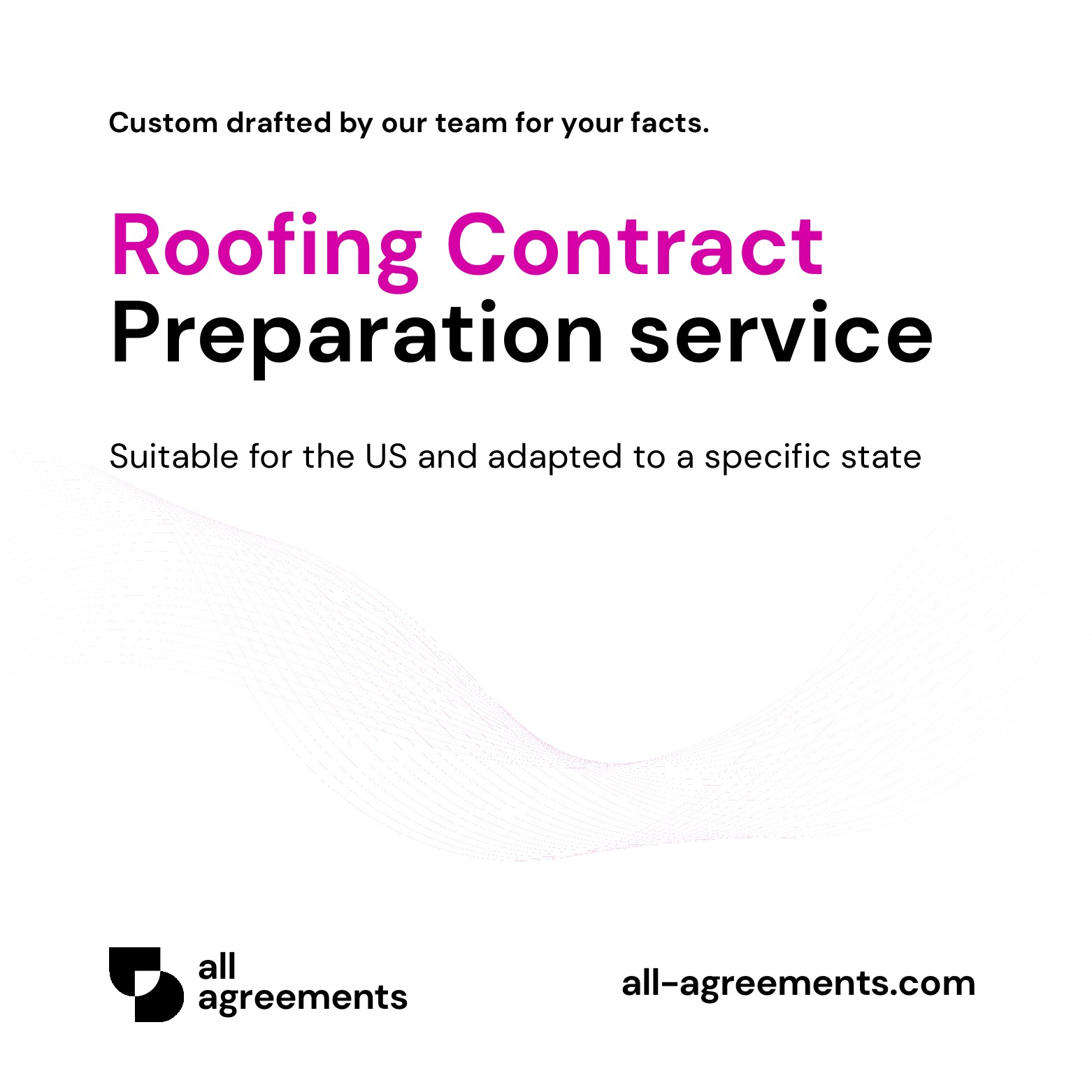 Alt Text: Custom Roofing Contract Preparation Service – Page 1: Product cover showing hand-prepared roofing contractor agreement and legal trade document mockup.