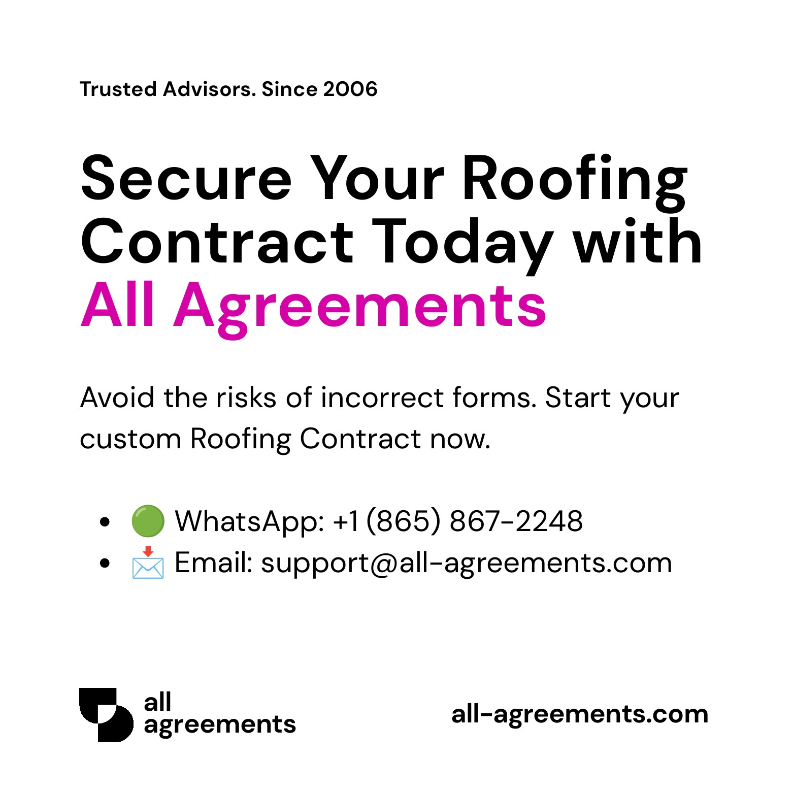 Alt Text: Custom Roofing Contract Preparation Service – Page 10: Order call to action button with all agreements logo.