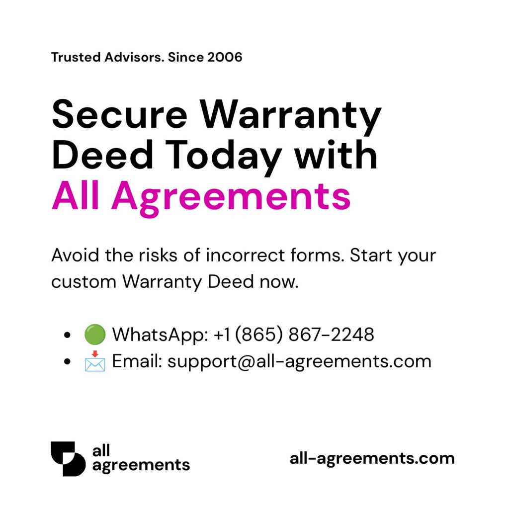 Alt Text: Custom Warranty Deed Preparation Service – Page 10: Order call to action button with all agreements logo.