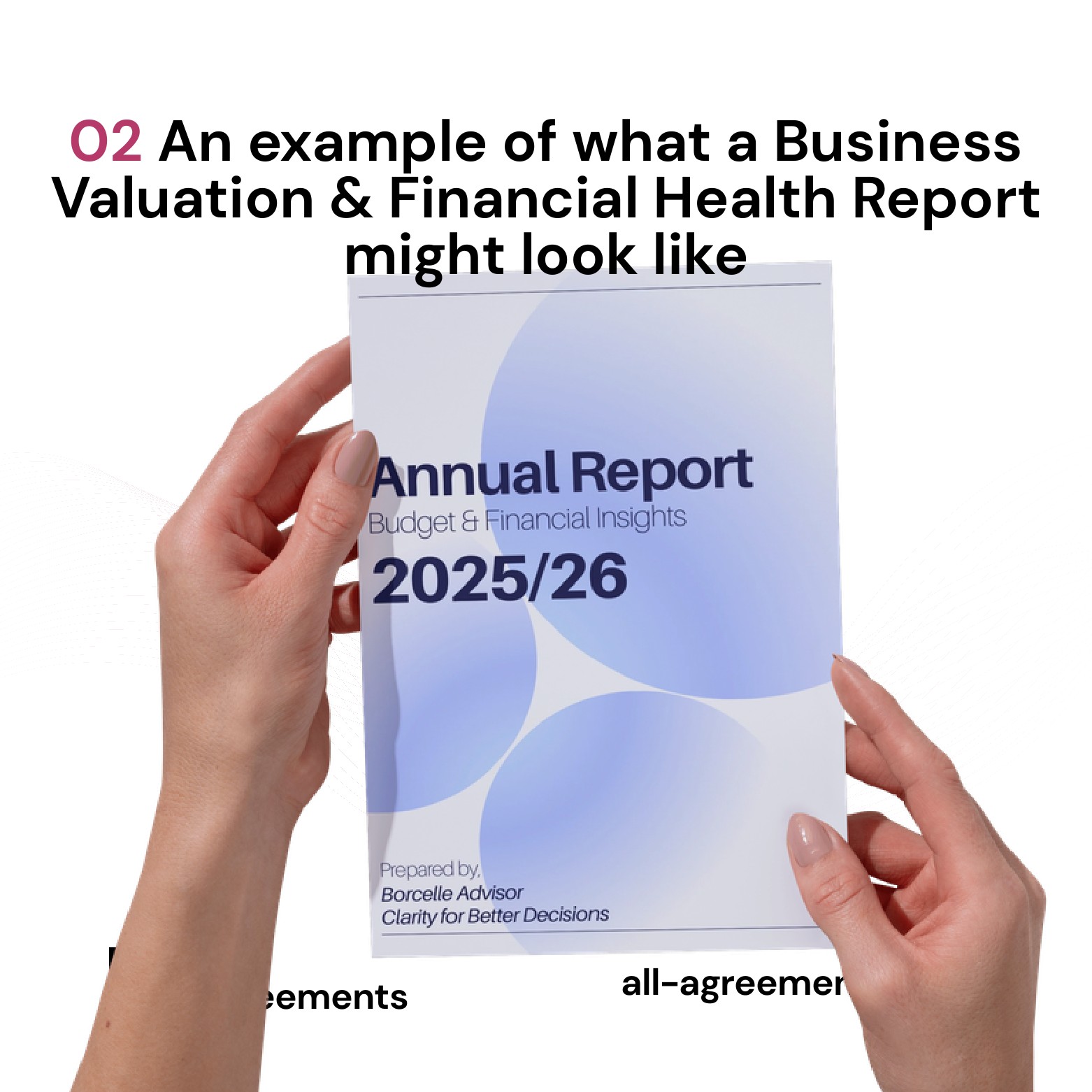 Alt Text: Custom Business Valuation & Financial Health Report Service – Page 3: Diagram of 5 financial pillars including Normalized EBITDA, Triangulated Methodologies, Financial Health Ratios, Working Capital, and Risk Profile.