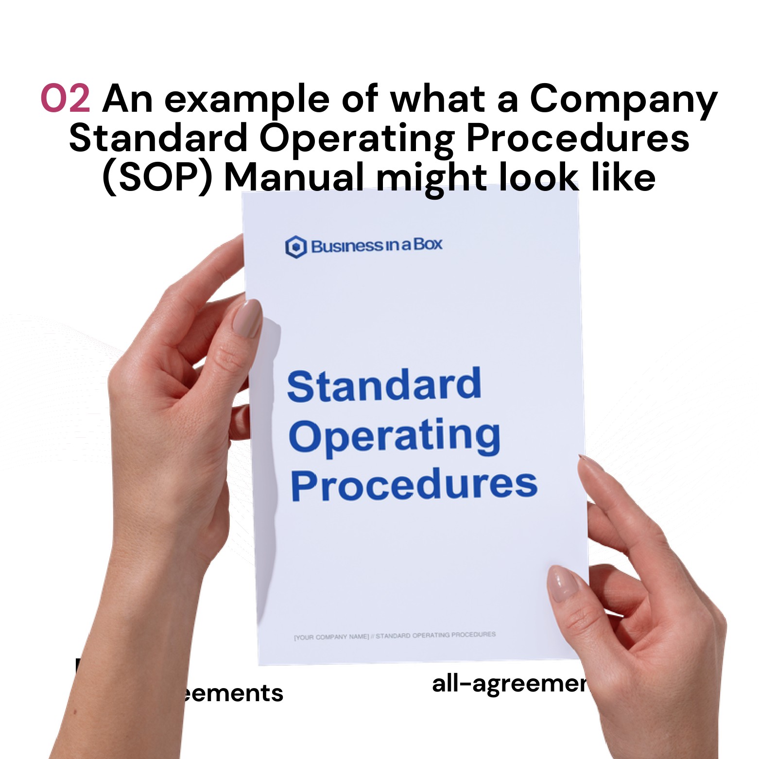 Alt Text: Custom Company Standard Operating Procedures (SOP) Manual Service – Page 3: Diagram of 5 operational pillars including Corporate Governance, Task Workflows, Quality Benchmarks, Safety Protocols, and Staff Onboarding.