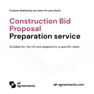 Alt Text: Custom Construction & Subcontractor Bid Proposal Preparation Service – Page 1: Product cover showing hand-prepared construction estimate and bid proposal document mockup.