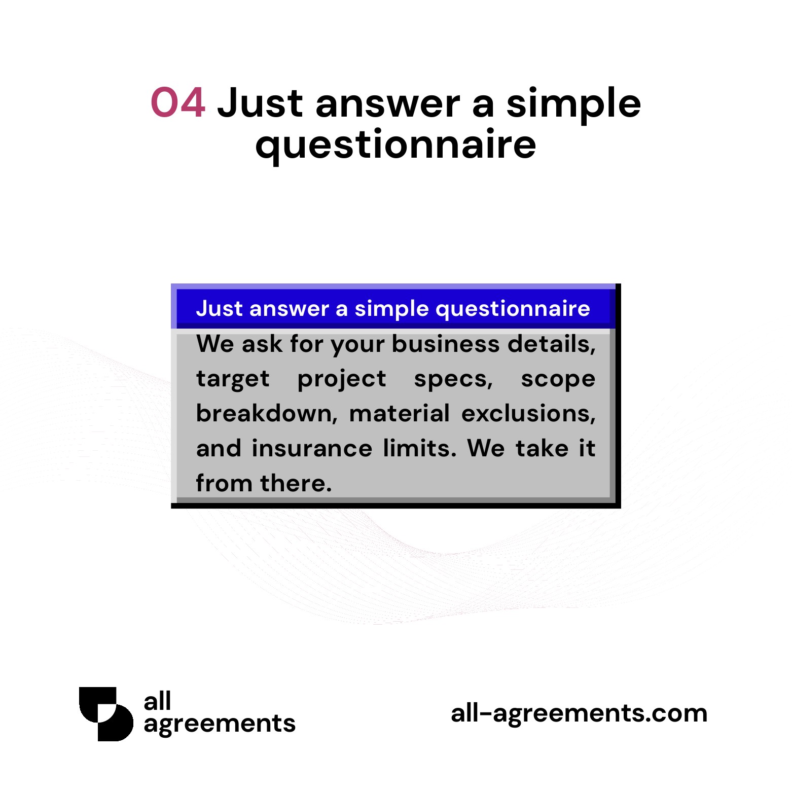 Alt Text: Custom Construction & Subcontractor Bid Proposal Service – Page 5: Diagram showing questionnaire mapping trade scope, material specifications, draw schedules, change order markups, and state jurisdiction.