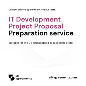 Alt Text: IT & Software Development Project Proposal Service – Page 1: Product cover showing software development proposal document mockup with tech stack icons and code graphics.