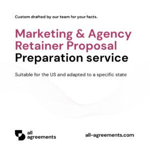Alt Text: Marketing & Agency Retainer Proposal Preparation Service – Page 1: Product cover showing commercial retainer proposal document mockup with tiered pricing graphics and strategy roadmaps.