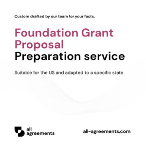 Alt Text: Nonprofit & Foundation Grant Proposal Preparation Service – Page 1: Product cover showing grant proposal document mockup with social impact metrics, budget tables, and logical framework diagrams.